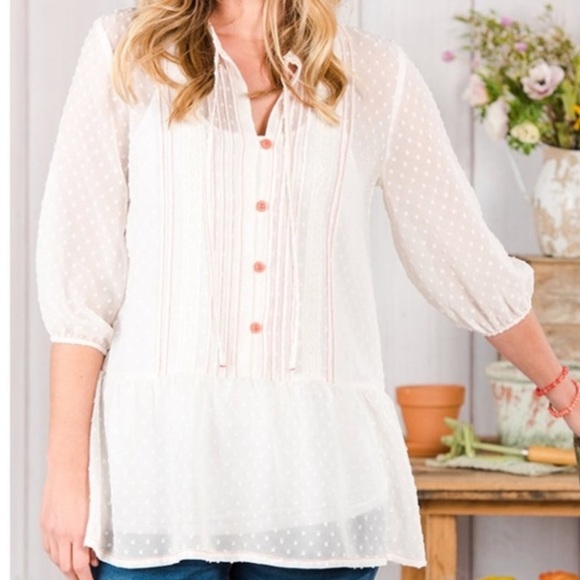 Matilda Jane Tops - Matilda Jane Light the Way Swiss dot peplum blouse